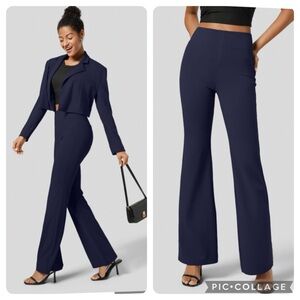 HALARA Women's Navy Wide-Leg High-Waist Pants